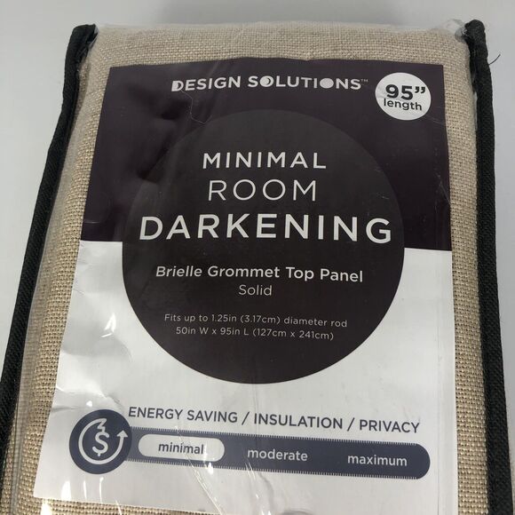 Design Solutions Room Darkening 95” Brielle Curtain Panel Natural Tan 1 Panel - Picture 4 of 12